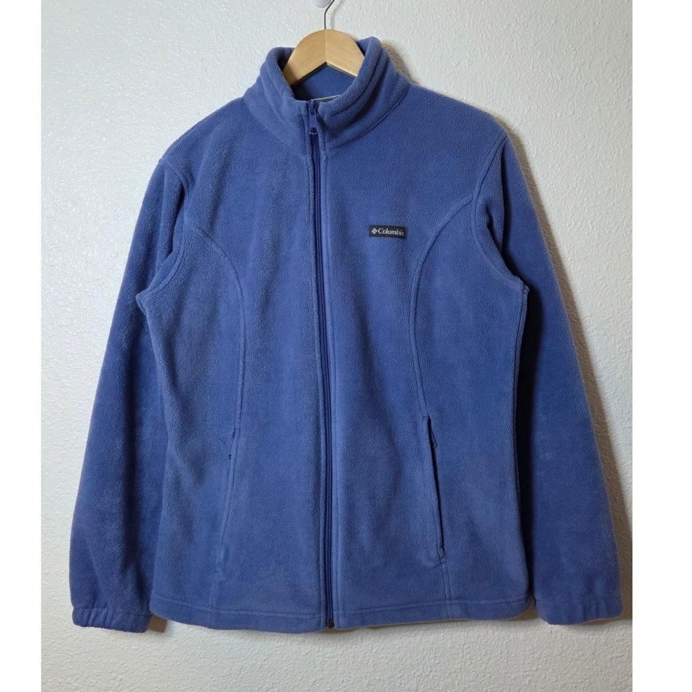 Columbia Fleece Jacket Full Zip Blue Lightweight Outdoor Hiking Womens L